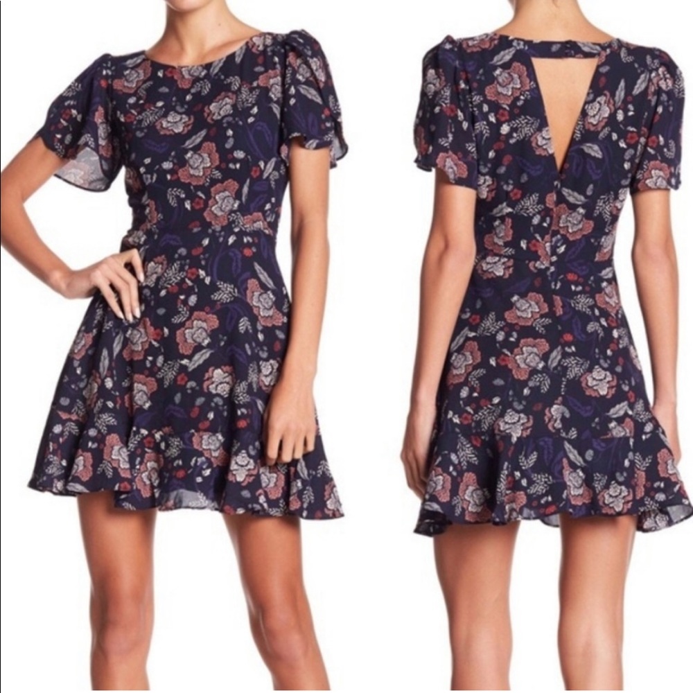 BB DAKOTA | Cassidy Floral Navy Blue Dress